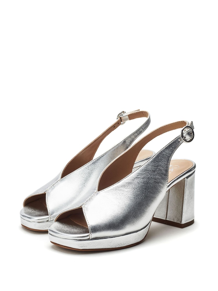 Moda in Pelle Jacinta Block Heel Leather Peep Toe Sandals - Image 2 of 4