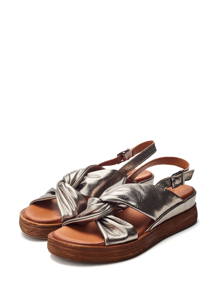 Moda in Pelle Kalmia Twisted Feature Leather Wedge Sandals - Image 2 of 4