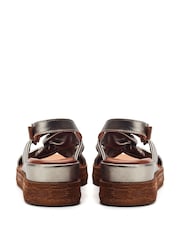 Moda in Pelle Kalmia Twisted Feature Leather Wedge Sandals - Image 3 of 4