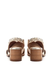 Moda in Pelle Metallic Prinia Cross-Over Leather Low Block Elastic Sandals - Image 3 of 4