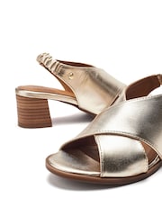 Moda in Pelle Metallic Prinia Cross-Over Leather Low Block Elastic Sandals - Image 4 of 4