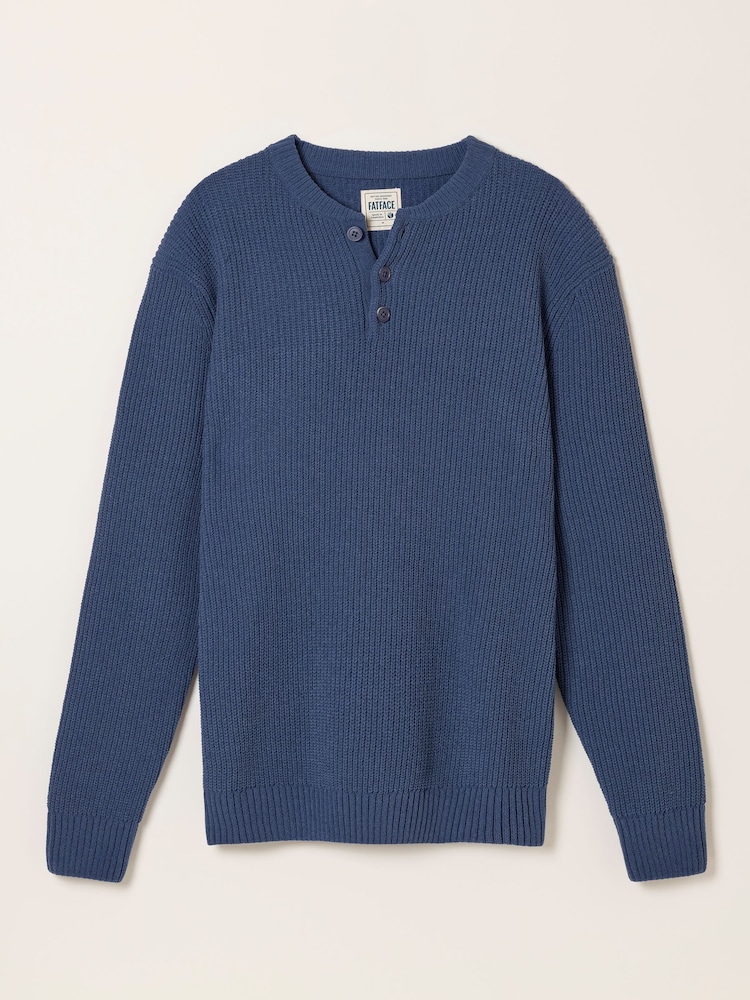 FatFace Knitted Henley Jumper - Imaginea 2 din 2