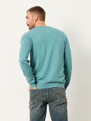FatFace Dusky Green Rye Crew Neck Knitted Jumper - Image 2 of 6