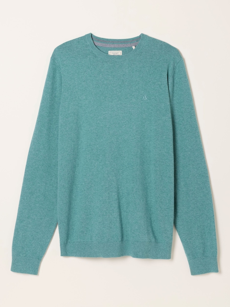 FatFace Dusky Green Rye Crew Neck Knitted Jumper - Image 6 of 6