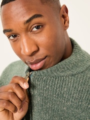 FatFace Williton Emerald Green Knitted Zip Cardigan - Image 4 of 6