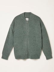 FatFace Williton Emerald Green Knitted Zip Cardigan - Image 6 of 6