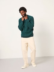 FatFace Emerald Green Tipped Crew Neck Knitted Jumper - Image 3 of 6