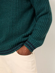 FatFace Emerald Green Tipped Crew Neck Knitted Jumper - Image 4 of 6