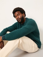 FatFace Emerald Green Tipped Crew Neck Knitted Jumper - Image 5 of 6