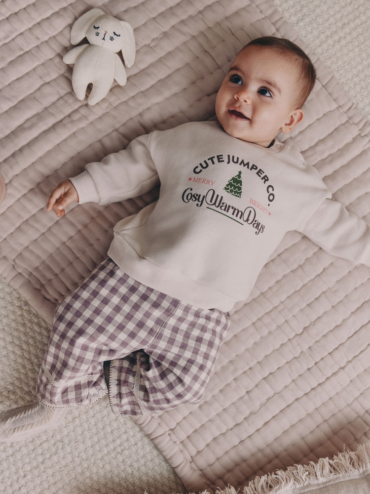 Pink Baby Christmas Jumpers and Trousers 2 Piece Set (0mths-2yrs) - Image 1 of 13