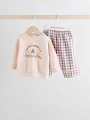 Pink Baby Christmas Jumpers and Trousers 2 Piece Set (0mths-2yrs) - Image 3 of 13