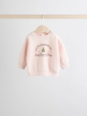 Pink Baby Christmas Jumpers and Trousers 2 Piece Set (0mths-2yrs) - Image 5 of 13