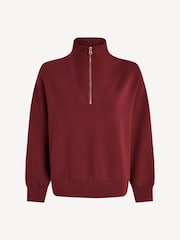 Varley Red Hawley Half Zip Sweat Top - Image 6 of 6