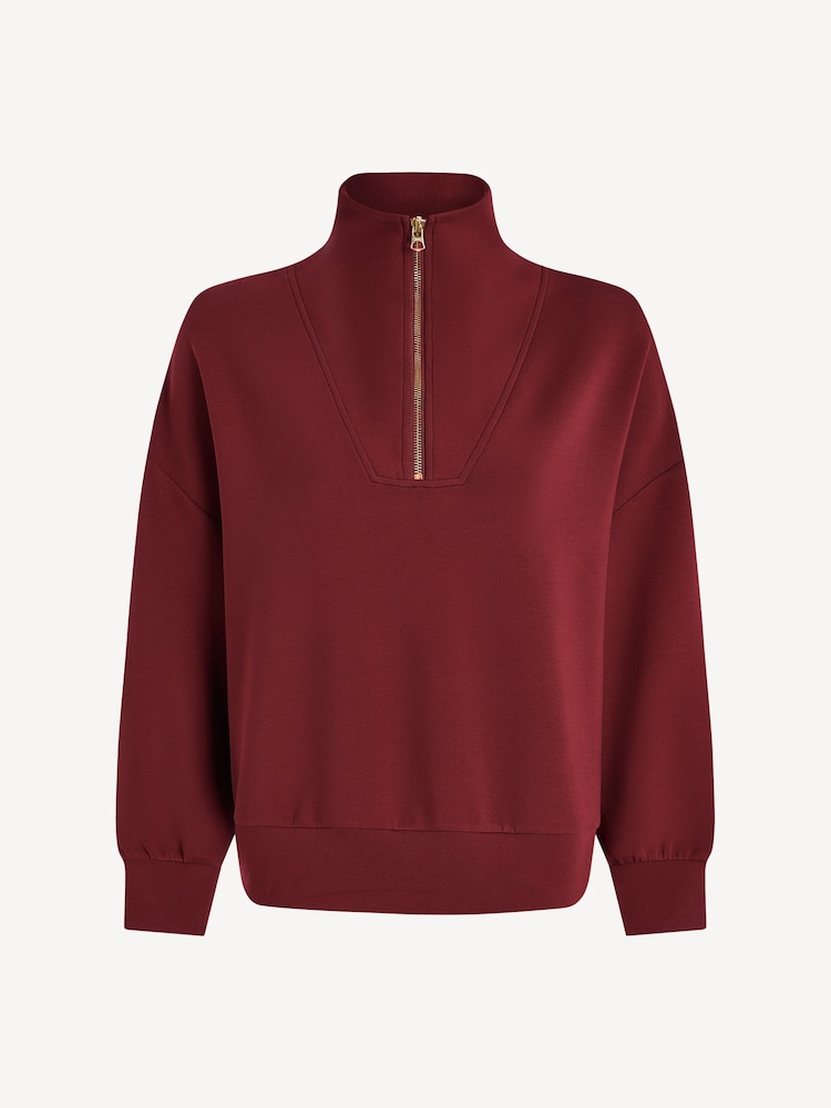 Varley Red Hawley Half Zip Sweat Top - Image 6 of 6