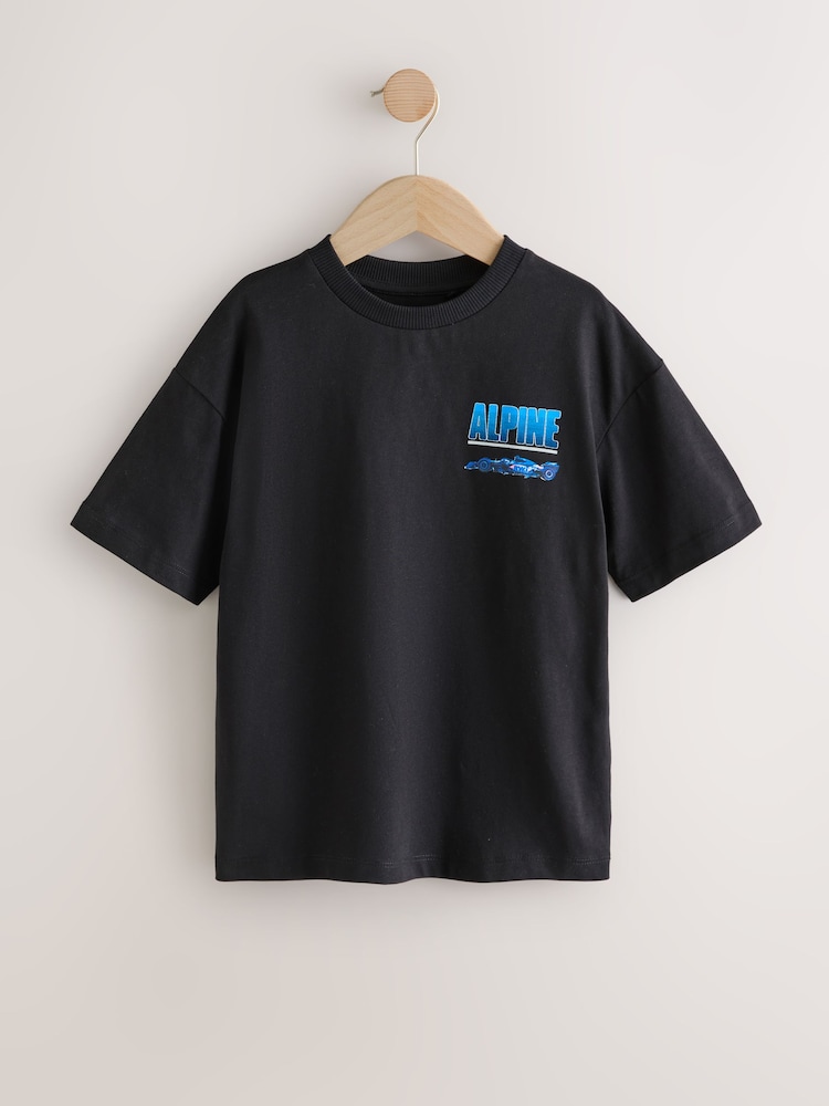 Black Alpine F1 Team Short Sleeve T-Shirt (3-16yrs) - Image 1 of 4