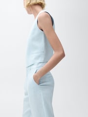 Mango Blue Linen Suit Waistcoat - Image 2 of 7