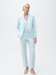 Mango Blue Linen Suit Waistcoat - Image 3 of 7