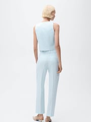 Mango Blue Linen Suit Waistcoat - Image 4 of 7