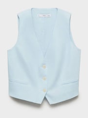 Mango Blue Linen Suit Waistcoat - Image 6 of 7