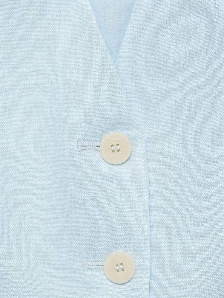 Mango Blue Linen Suit Waistcoat - Image 7 of 7