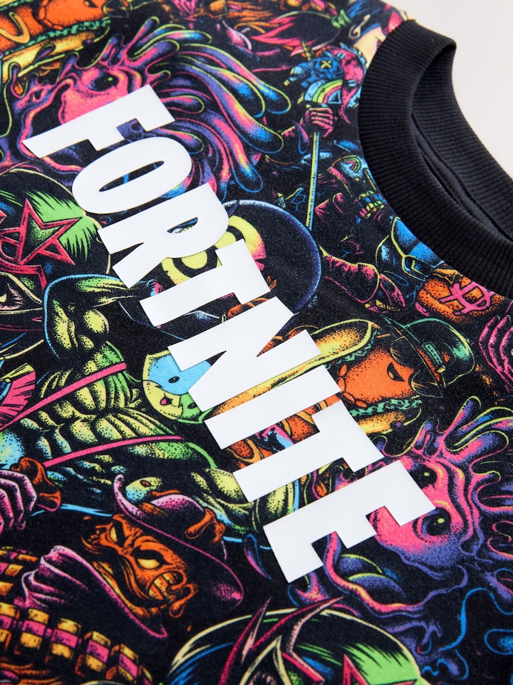 Multi All Over Print Fortnite Print Short Sleeved T-Shirt (4-16yrs) - Image 4 of 4