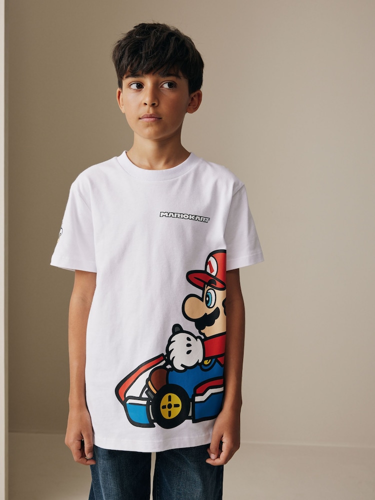 White Placement Mario Gaming T-Shirt (3-16yrs) - Image 1 of 9