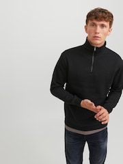JACK & JONES Black Half Zip Sweatshirt - Image 1 of 5