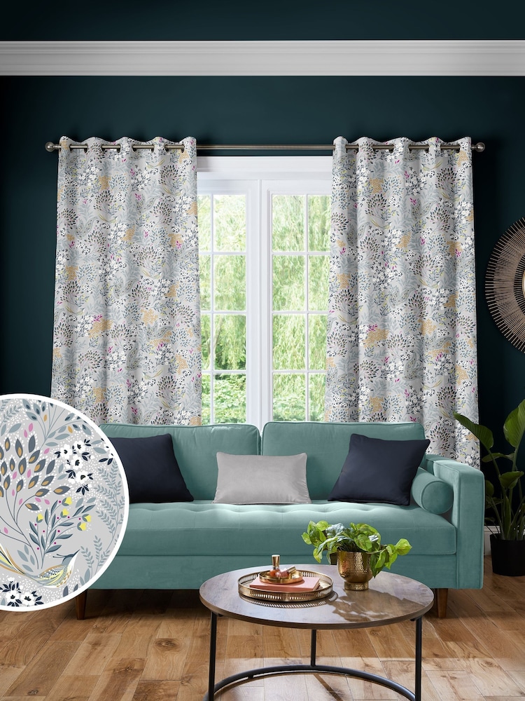 Sara Miller Soft Grey Songbird Made to Measure Curtains - Image 1 of 9