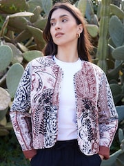 Threadbare Blue 100% Cotton Embroidered Quilted Jacket - Image 1 of 4