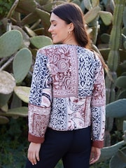 Threadbare Blue 100% Cotton Embroidered Quilted Jacket - Image 2 of 4