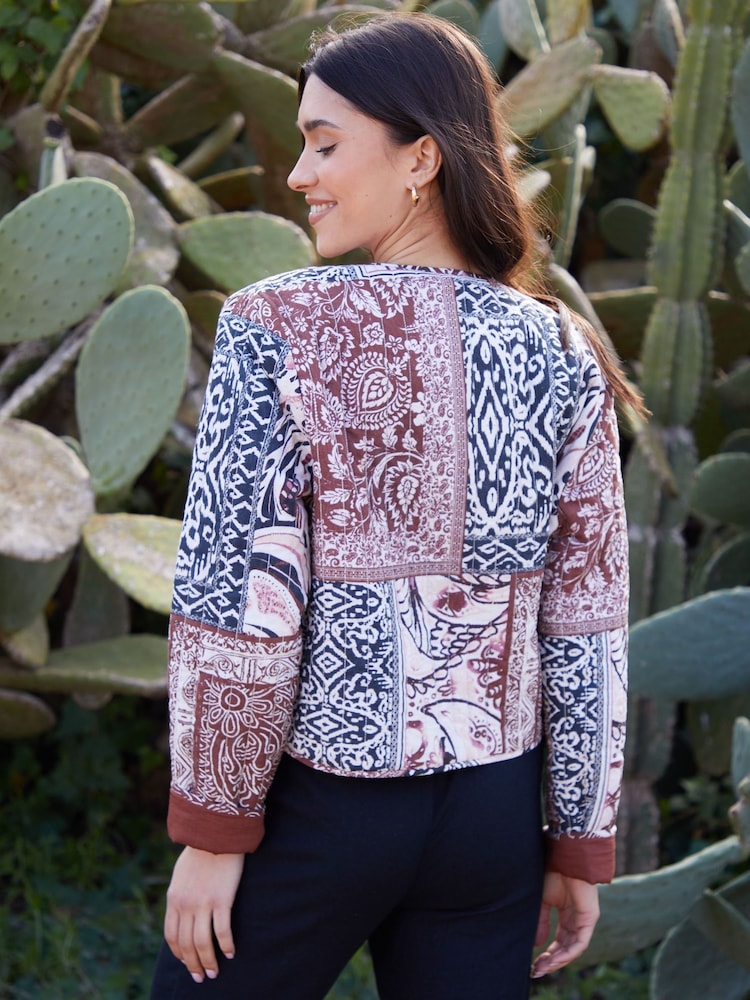 Threadbare Blue 100% Cotton Embroidered Quilted Jacket - Image 2 of 4