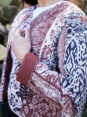 Threadbare Blue 100% Cotton Embroidered Quilted Jacket - Image 4 of 4