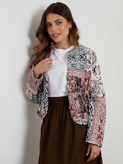 Threadbare Blue 100% Cotton Embroidered Quilted Jacket - Image 5 of 8