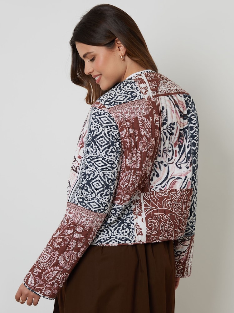 Threadbare Blue 100% Cotton Embroidered Quilted Jacket - Image 8 of 8