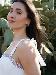 Threadbare Cream 100% Cotton Embroidered Tiered Maxi Dress - Image 3 of 4