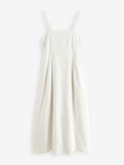 Threadbare White Linen Blend Square Neck Midi Summer Dress - Image 6 of 6