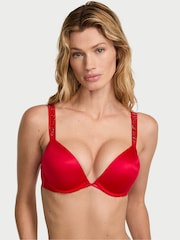 Victoria's Secret Lipstick Red Add 2 Cups Push Up Bombshell Shine Strap Bra - Image 1 of 2