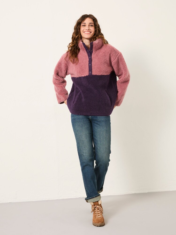 FatFace Zoe Purple/Pink Colour Block Fleece - Image 1 of 5 FatFace Zoe Purple/Pink Colour Block Fleece - Image 1 of 5
