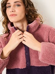 FatFace Zoe Purple/Pink Colour Block Fleece - Image 2 of 5