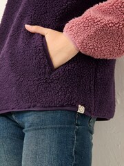 FatFace Zoe Purple/Pink Colour Block Fleece - Image 3 of 5