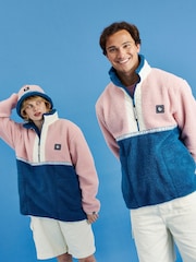 Harper & Lewis Pink Logan 1/4 Zip Sherpa Fleece - Image 3 of 7