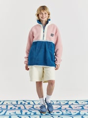 Harper & Lewis Pink Logan 1/4 Zip Sherpa Fleece - Image 4 of 7