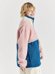 Harper & Lewis Pink Logan 1/4 Zip Sherpa Fleece - Image 5 of 7