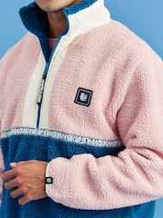 Harper & Lewis Pink Logan 1/4 Zip Sherpa Fleece - Image 6 of 7
