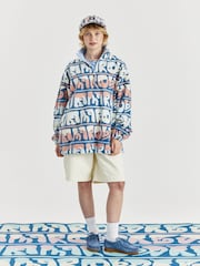Harper & Lewis Blue Raver Retro Pattern 1/4 Zip Fleece - Image 1 of 8