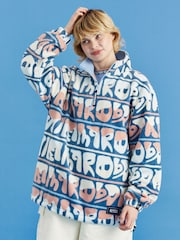 Harper & Lewis Blue Raver Retro Pattern 1/4 Zip Fleece - Image 2 of 8