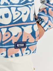 Harper & Lewis Blue Raver Retro Pattern 1/4 Zip Fleece - Image 4 of 8