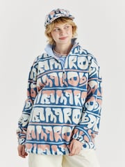 Harper & Lewis Blue Raver Retro Pattern 1/4 Zip Fleece - Image 5 of 8
