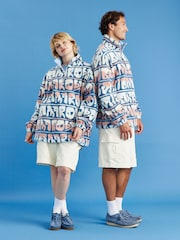 Harper & Lewis Blue Raver Retro Pattern 1/4 Zip Fleece - Image 6 of 8