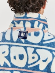 Harper & Lewis Blue Raver Retro Pattern 1/4 Zip Fleece - Image 7 of 8